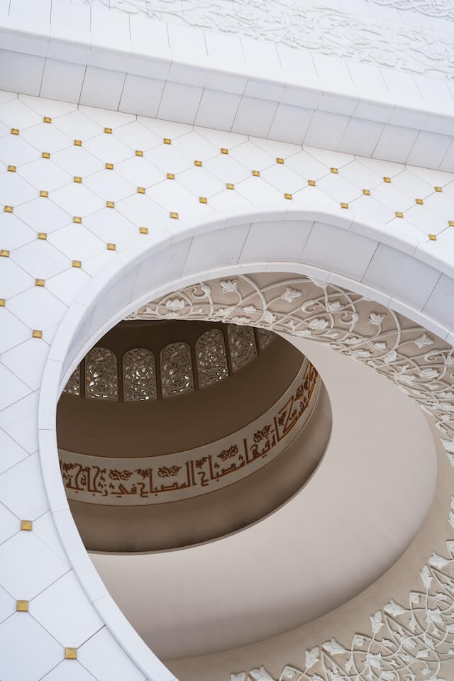 closeup of mosque architecture and design